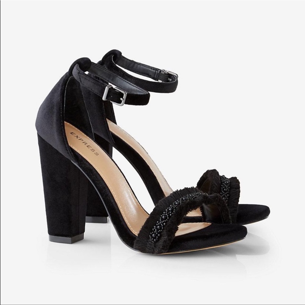 Black Velvet Heel Sandals